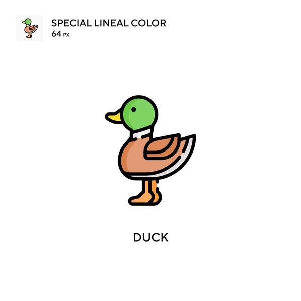 Duck Soecial Linjal Färg Vektor Ikon Illustration Symbol Design Mall — Stock vektor