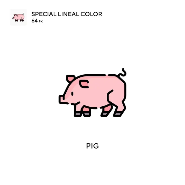 Pig Soecial Lineal Color Vector Icon Illustration Symbol Design Template — Stock Vector