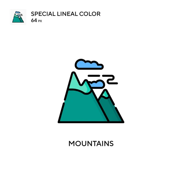 Montañas Soecial Lineal Icono Vector Color Plantilla Diseño Símbolo Ilustración — Vector de stock