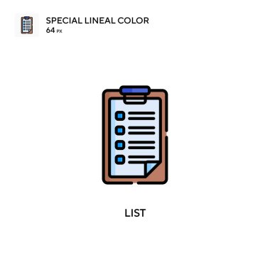 Soecial lineal renk vektör simgesini listele. Web mobil UI ögesi için resimleme sembolü tasarım şablonu.