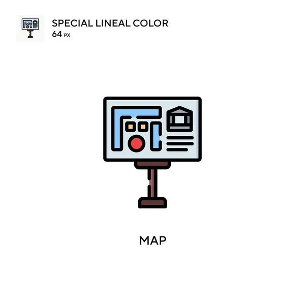 Mappa Soecial Icona Vettoriale Colore Lineare Modello Disegno Simbolo Illustrazione — Vettoriale Stock