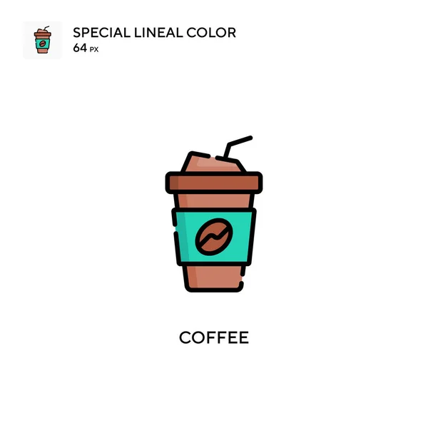 咖啡的线形色矢量图标 Web移动Ui元素的说明性符号设计模板 — 图库矢量图片