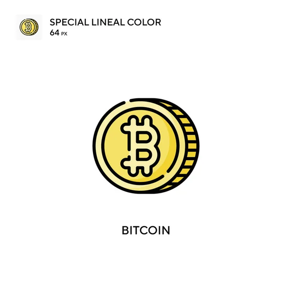 Bitcoin Soecial Line Color Vector Icon Шаблон Оформления Символов Иллюстрации — стоковый вектор