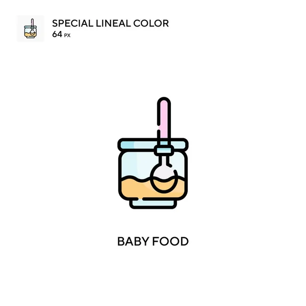 Baby Food Ícone Vetor Cor Linear Soecial Modelo Design Símbolo —  Vetores de Stock