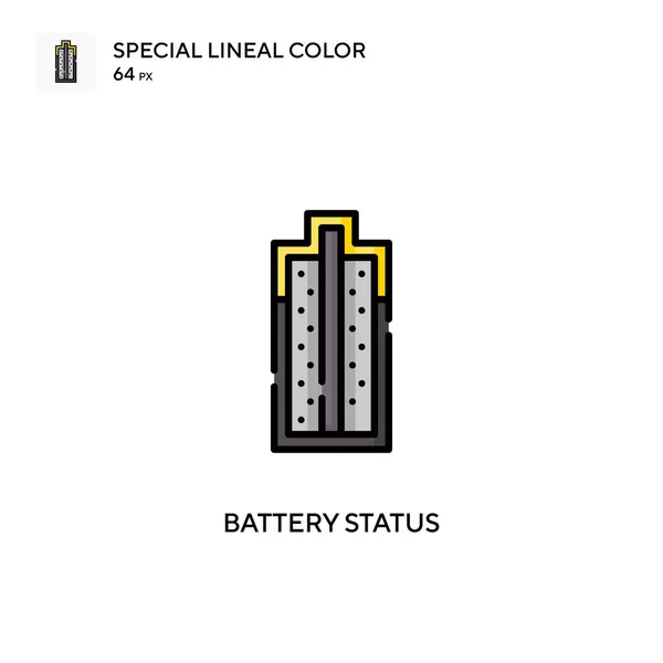 Statut Batterie Icône Vectorielle Couleur Linéaire Unique Modèle Conception Symbole — Image vectorielle