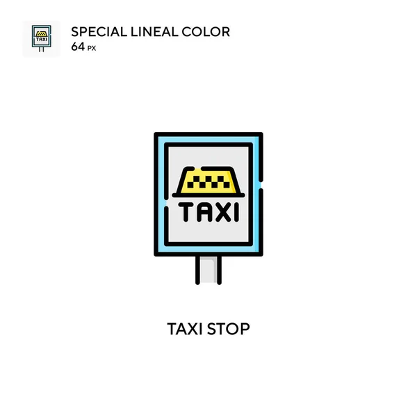Taxi Parada Soecial Lineal Icono Vector Color Plantilla Diseño Símbolo — Vector de stock