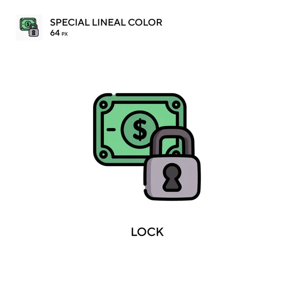 Lock Soecial Lineáris Szín Vektor Ikon Illusztráció Szimbólum Design Sablon — Stock Vector