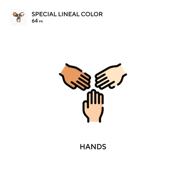 Hands Soecial Lineáris Szín Vektor Ikon Illusztráció Szimbólum Design Sablon — Stock Vector