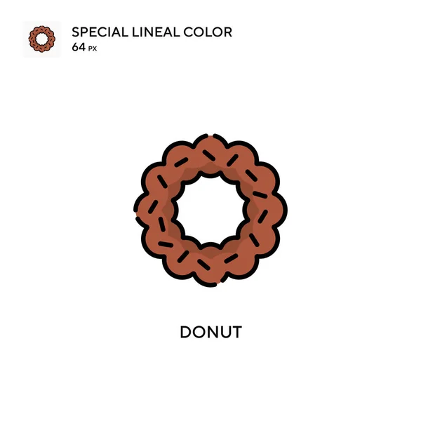 Donut Ícone Vetor Cor Linear Soecial Modelo Design Símbolo Ilustração — Vetor de Stock