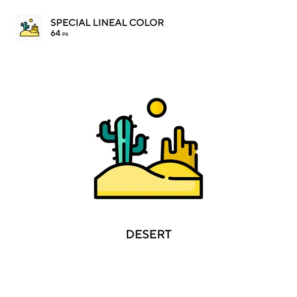 Deserto Ícone Vetor Cor Linear Soecial Modelo Design Símbolo Ilustração — Vetor de Stock