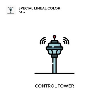 Kontrol kulesi tek doğrusal renk vektör simgesi. Web mobil UI ögesi için resimleme sembolü tasarım şablonu.