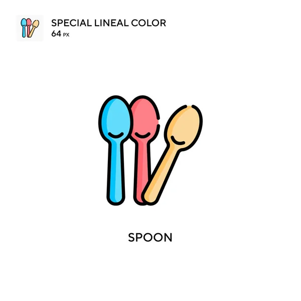 Spoon Soecial Lineal Χρώμα Διάνυσμα Εικονίδιο Πρότυπο Σχεδίασης Συμβόλων Εικονογράφησης — Διανυσματικό Αρχείο