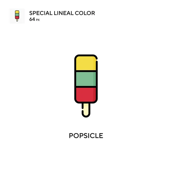 Popsicle Ícone Vetor Cor Linear Soecial Modelo Design Símbolo Ilustração — Vetor de Stock