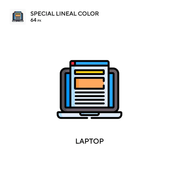 Laptop Soecial Linjal Färg Vektor Ikon Illustration Symbol Design Mall — Stock vektor