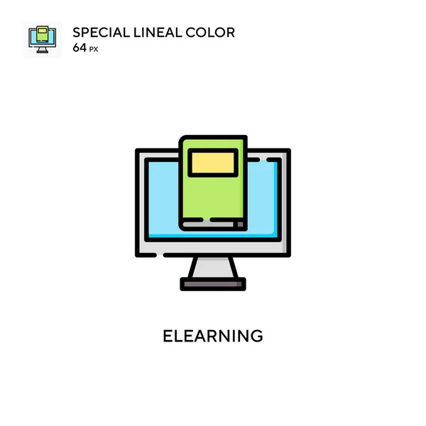 Elearning Soecial Lineal Color Vector Icon Illustration Symbol Design Template — Stock Vector