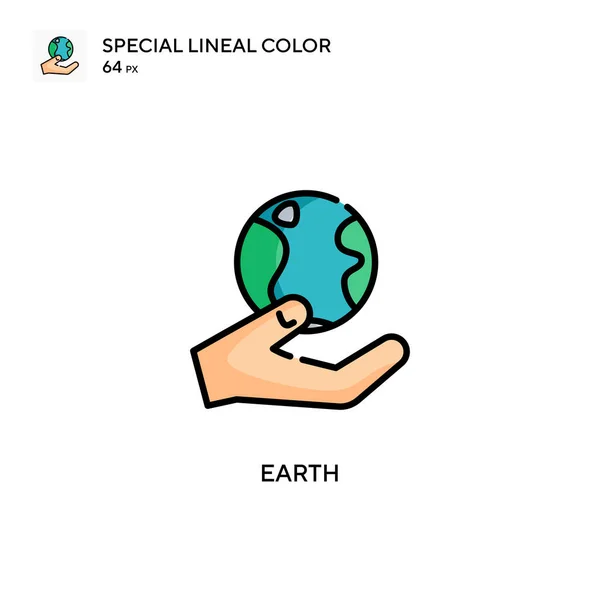 Aarde Soecial Lineal Kleur Vector Icoon Illustratie Symbool Ontwerp Sjabloon — Stockvector