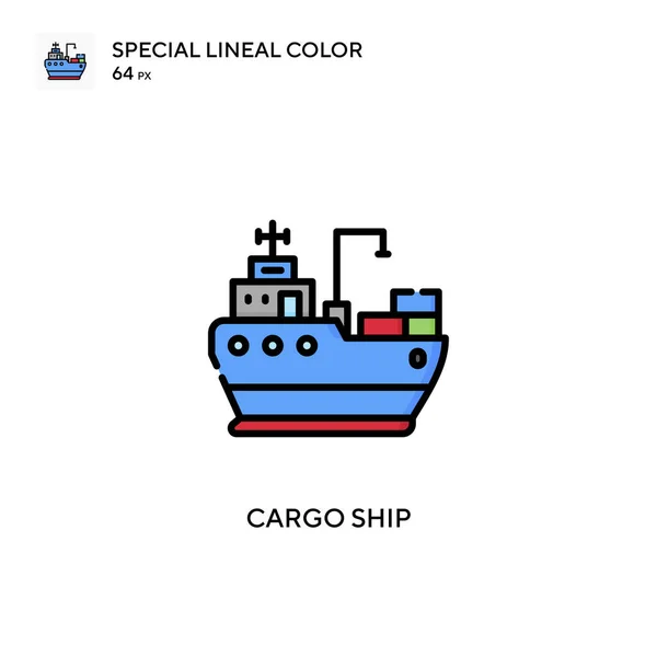 Cargo Ship Soecial Lineal Color Vector Icon Illustration Symbol Design — Stock Vector