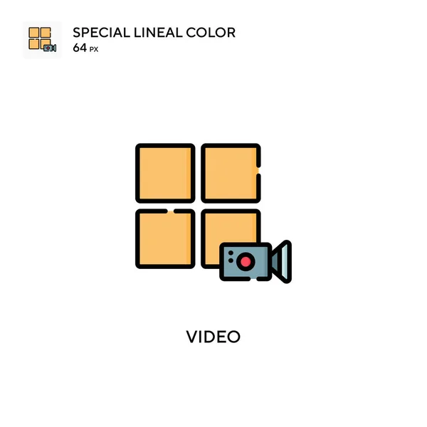 Videó Soecial Lineáris Szín Vektor Ikon Illusztráció Szimbólum Design Sablon — Stock Vector