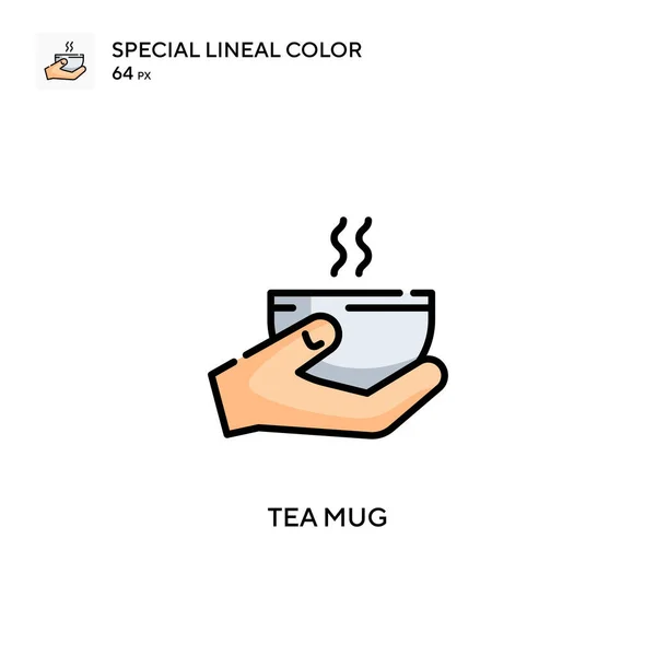 Tea Mug Soecial Lineal Color Vector Icon Illustration Symbol Design — Stock Vector