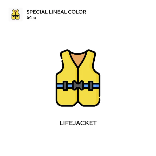 Lifejacket Soecial Lineáris Szín Vektor Ikon Illusztráció Szimbólum Design Sablon — Stock Vector