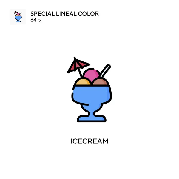 Icecream Soecial Line Color Vector Icon Шаблон Оформления Символов Иллюстрации — стоковый вектор