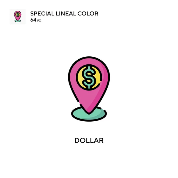Dolar Soecial Lineal Renk Vektörü Ikonu Web Mobil Ögesi Için — Stok Vektör