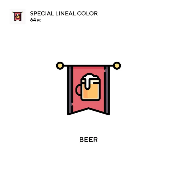 啤酒的线形彩色矢量图标 Web移动Ui元素的说明性符号设计模板 — 图库矢量图片