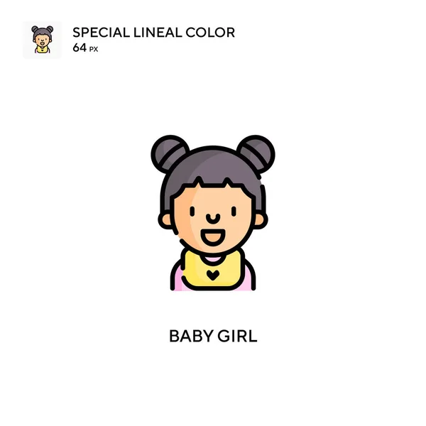 Bebé Niña Soecial Icono Vector Color Lineal Plantilla Diseño Símbolo — Archivo Imágenes Vectoriales