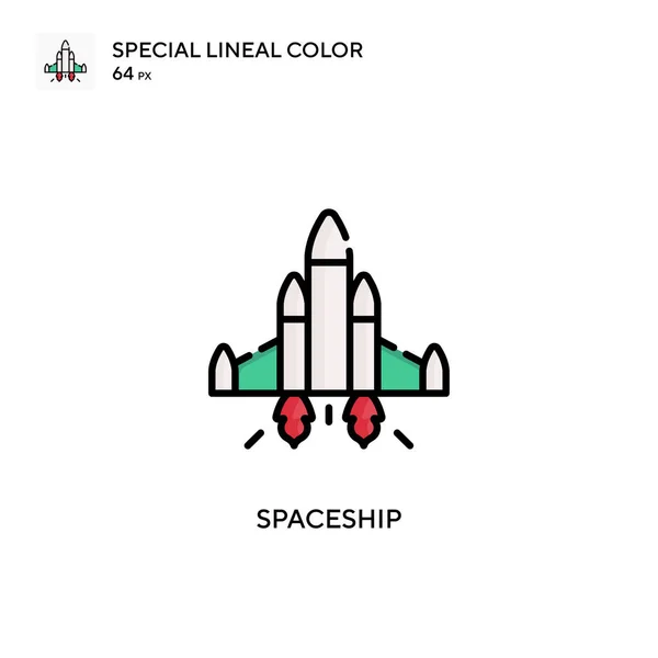 Nave Espacial Soecial Lineal Icono Vector Color Plantilla Diseño Símbolo — Archivo Imágenes Vectoriales