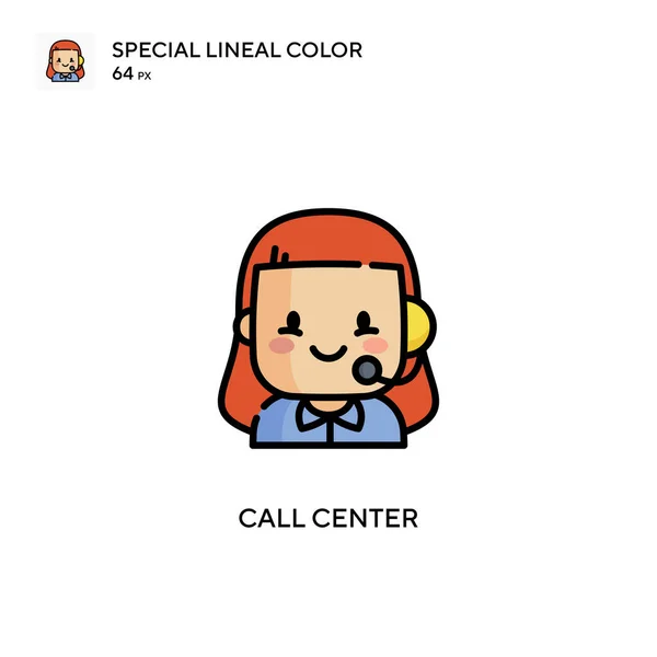 Call Center Soecial Lineáris Szín Vektor Ikon Illusztráció Szimbólum Design — Stock Vector