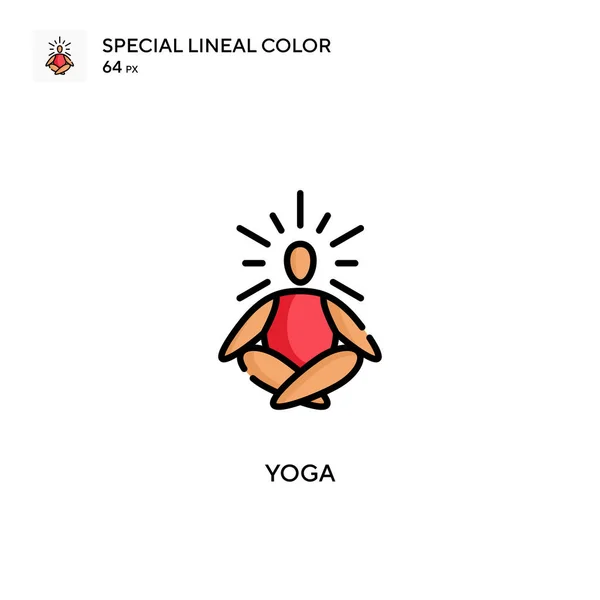 Yoga Ícone Vetor Cor Linear Soecial Modelo Design Símbolo Ilustração — Vetor de Stock