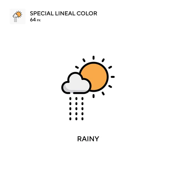 Rainy Soecial Lineal Color Vector Icon Illustration Symbol Design Template — Stock Vector