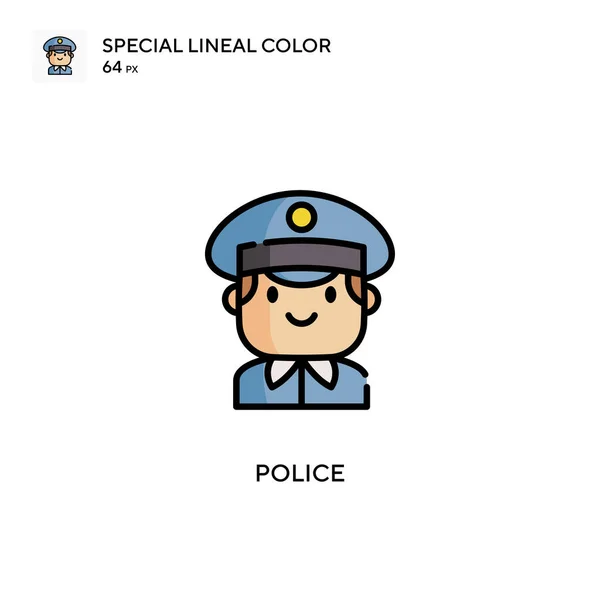 警察的线形彩色矢量图标 Web移动Ui元素的说明性符号设计模板 — 图库矢量图片