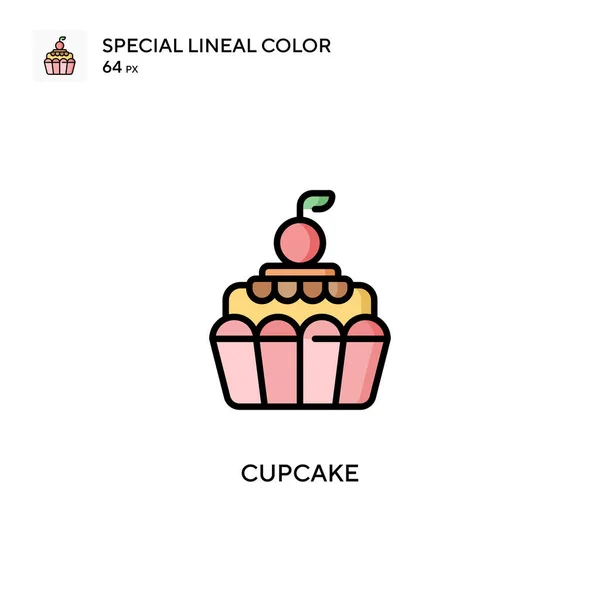 Cupcake Soecial Line Color Vector Icon Шаблон Оформления Символов Иллюстрации — стоковый вектор