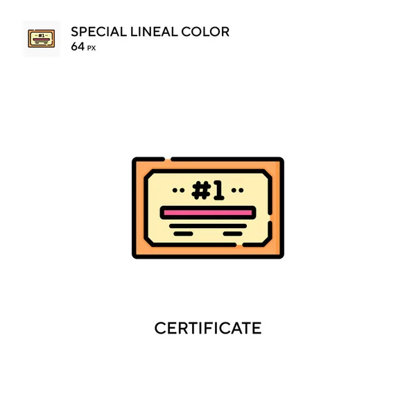 Certificat Icône Vectorielle Couleur Linéaire Unique Modèle Conception Symbole Illustration — Image vectorielle