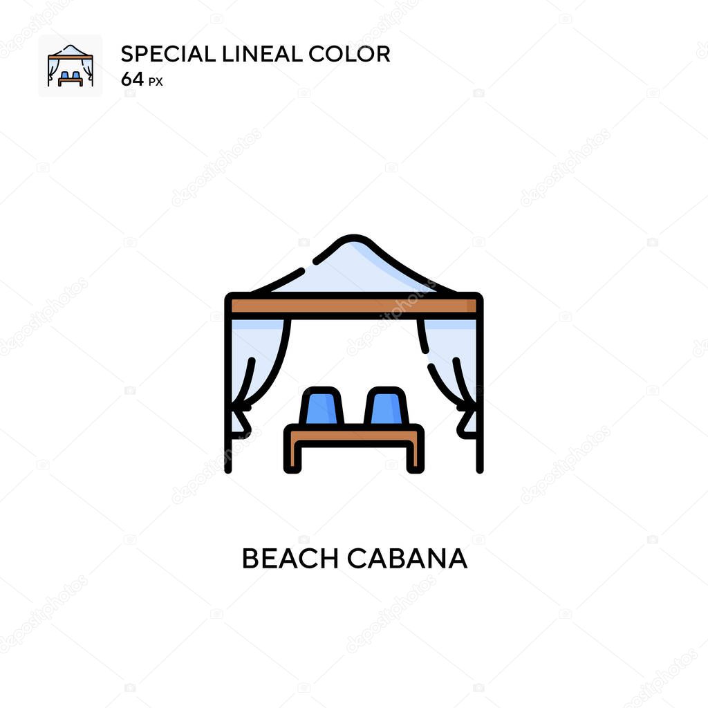 Beach cabana soecial lineal color vector icon. Illustration symbol design template for web mobile UI element.