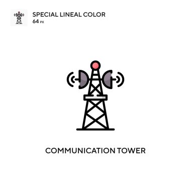 İletişim kulesi soecial lineal renk vektör simgesi. Web mobil UI ögesi için resimleme sembolü tasarım şablonu.