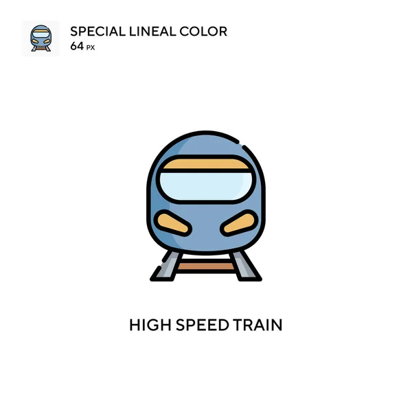 Hoge Snelheid Trein Soecial Lineal Kleur Vector Pictogram Illustratie Symbool — Stockvector