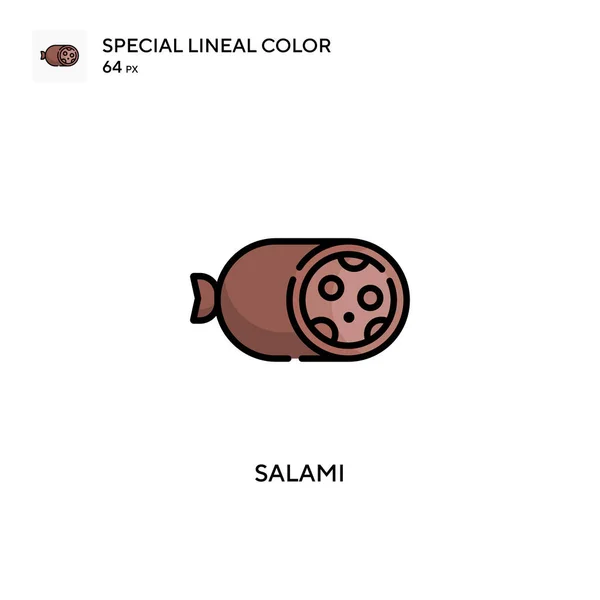 Salami Icono Vector Color Lineal Soecial Plantilla Diseño Símbolo Ilustración — Vector de stock