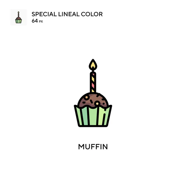 Muffin Soecial Lineal Color Vector Icon Illustration Symbol Design Template — Stock Vector