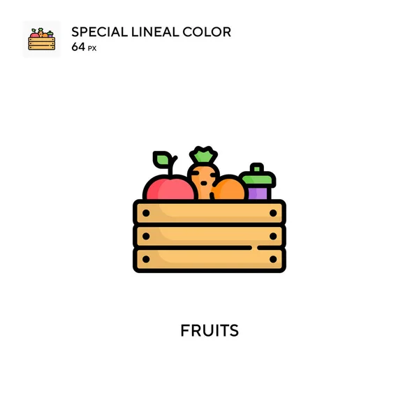 Frutas Ícone Vetor Cor Linear Soecial Modelo Design Símbolo Ilustração — Vetor de Stock