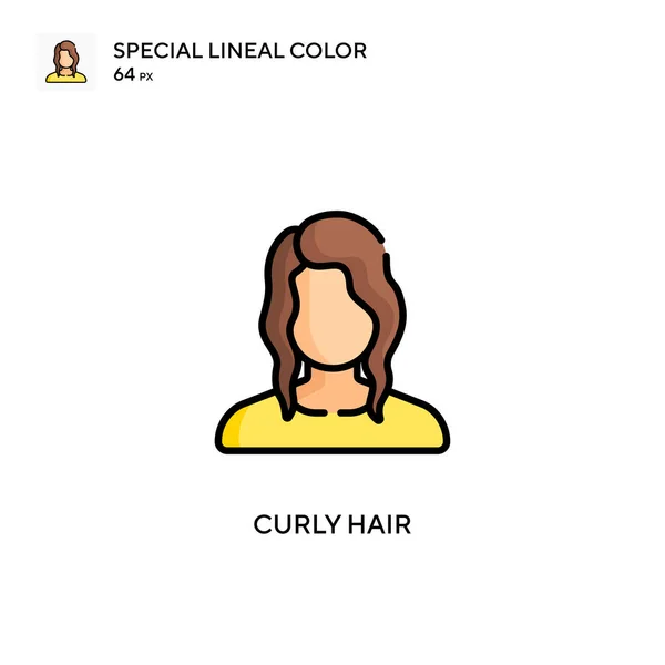 Curly Hair Soecial Lineal Color Vector Icon Illustration Symbol Design — Stock Vector