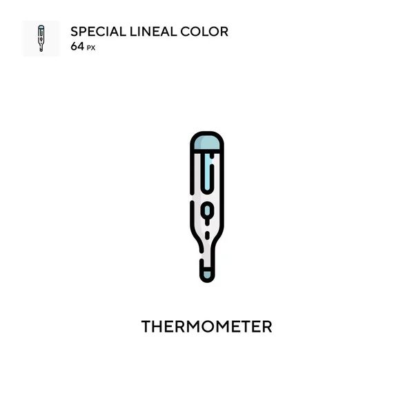 温度计的线形彩色矢量图标 Web移动Ui元素的说明性符号设计模板 — 图库矢量图片