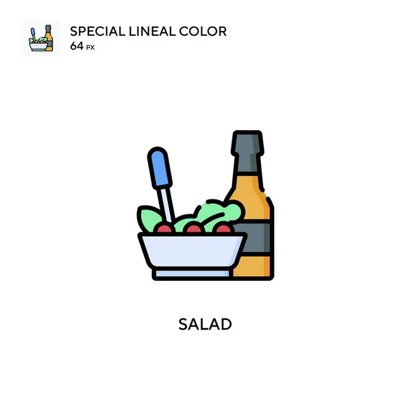 Salada Ícone Vetor Cor Linear Soecial Modelo Design Símbolo Ilustração — Vetor de Stock