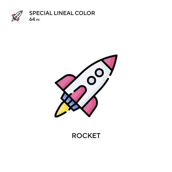 Rocket Icono Vector Color Lineal Soecial Plantilla Diseño Símbolo Ilustración — Archivo Imágenes Vectoriales