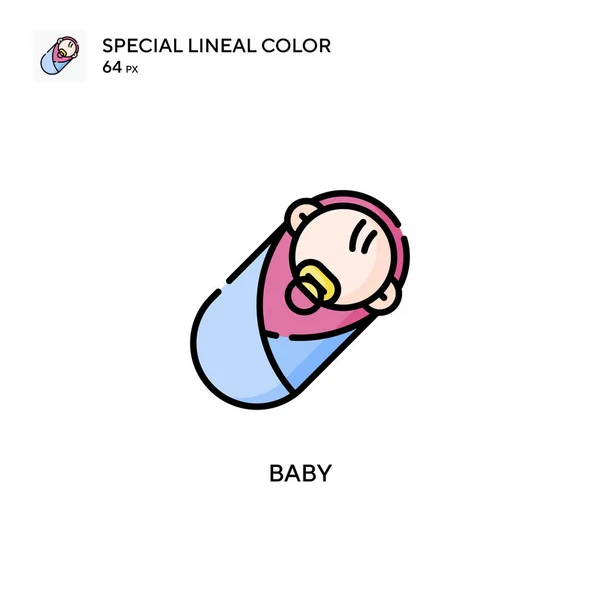 Bebê Ícone Vetorial Cor Linear Especial Modelo Design Símbolo Ilustração — Vetor de Stock