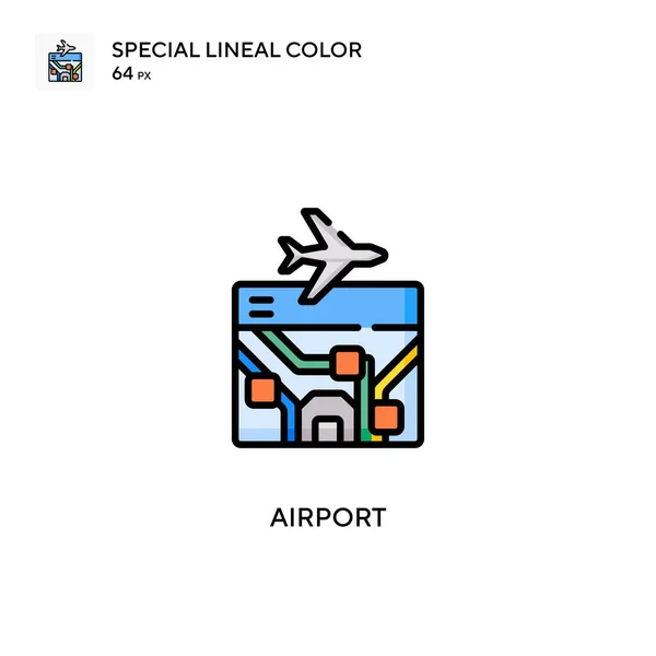 Flughafen Spezielles Lineares Farbvektorsymbol Illustration Symbol Design Vorlage Für Web — Stockvektor