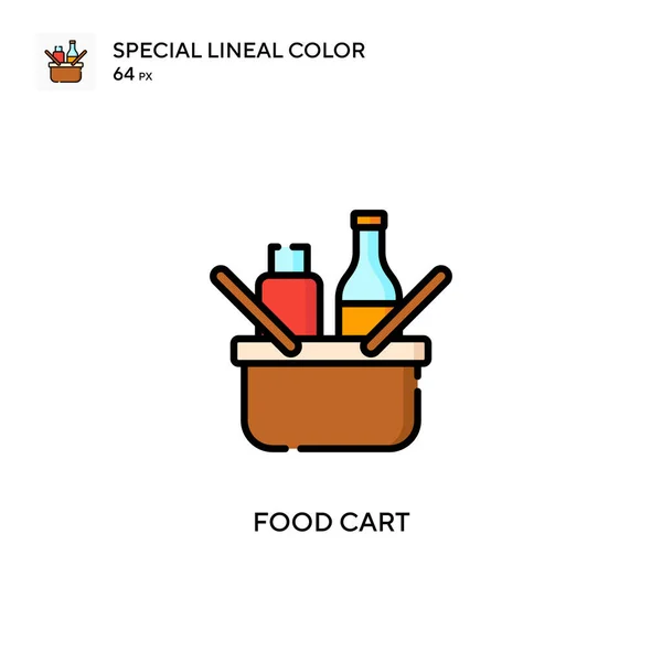 Élelmiszer Kosár Különleges Lineáris Szín Vektor Ikon Illusztráció Szimbólum Design — Stock Vector