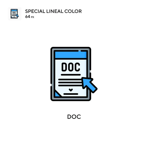 Doc Ícone Vetorial Cor Linear Especial Modelo Design Símbolo Ilustração — Vetor de Stock