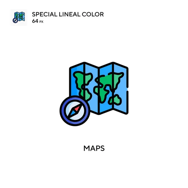 Χάρτες Ειδικό Γραμμικό Εικονίδιο Διανύσματος Χρωμάτων Πρότυπο Σχεδίασης Συμβόλων Εικονογράφησης — Διανυσματικό Αρχείο